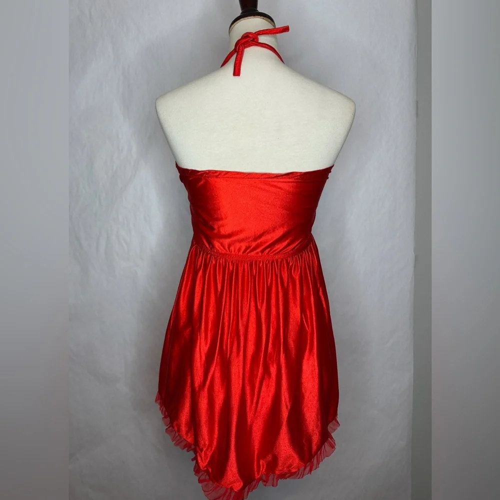 Vintage Red Lace & Satin Babydoll Slip Dress Lingerie Vamp Glamour Valentines - Picture 4 of 15